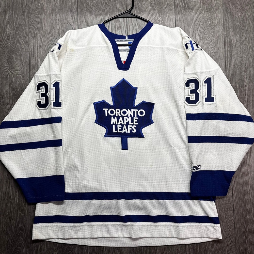 Vintage CCM Toronto Maple Leafs Curtis Joseph #31 NHL Jersey Mens XL White Blue